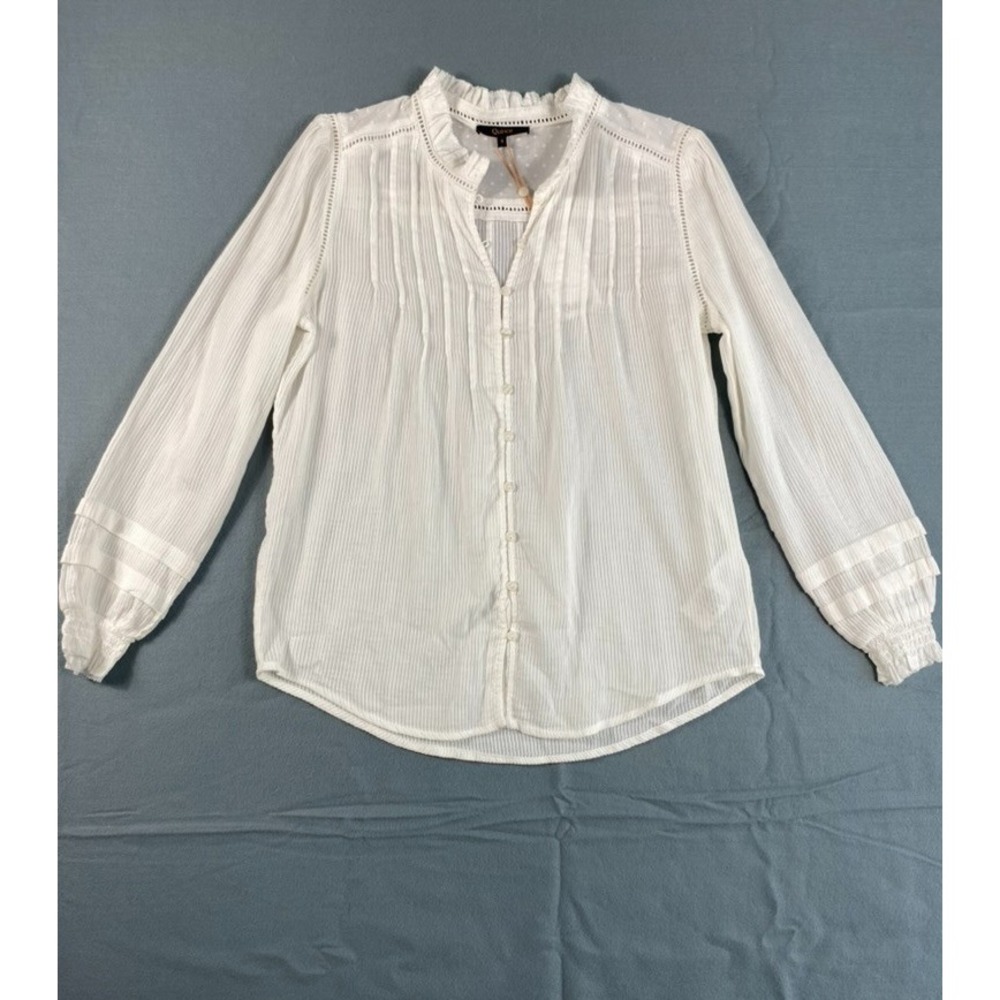 NWT Quince Organic Textured Cotton Pleasant Shirt Women Sz S White Semi-Sheer